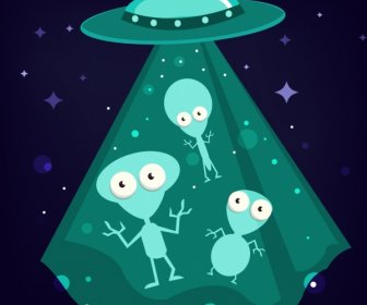 Unidentified Flying Object Background Alien Icon Cartoon Design