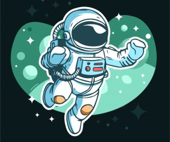 Evren Astronot Arka Plan Handdrawn Karikatür Kroki