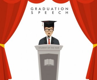 Universitas Pidato Latar Belakang Siswa Lulus Ikon Kartun Berwarna