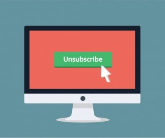 Unsubscribe Button Vector Illustration With Monitor Design