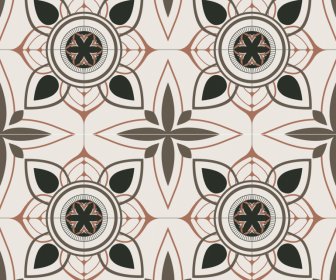 Template Pola Keramik Urban Decore Matt Mengulangi Desain Geometri Flora Retro