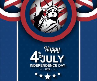 us independence day holiday banner template liberty statue flag circle isolation