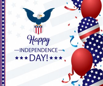 Cartel De Vacaciones Del Día De La Independencia De Los Estados Unidos Elegante Globo Moderno Águila Bandera Elementos Decoración