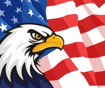 นกอินทรีสหรัฐอเมริกาธงพื้นหลังไอคอนตกแต่ง