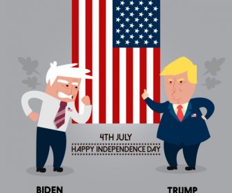 Usa Election Banner Comic Satiric Design Cartoon Characters