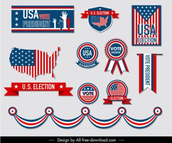 USA Elemen Desain Pemilu Simbol Bendera Dekorasi
