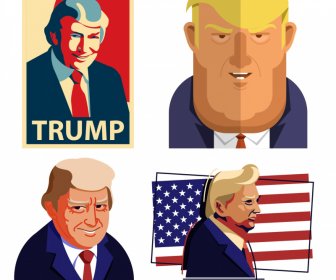 Usa Election Design Elements President Trump Icons Sketch