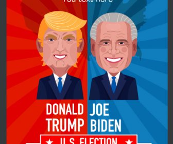 Usa Elezione Poster Candidato Schizzo Cartone Animato Disegno