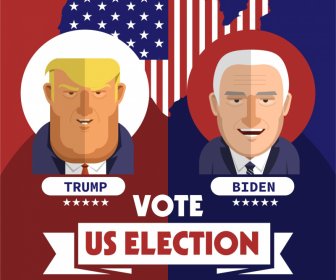 Poster Pemilu AS Sketsa Bendera Presiden Joe Biden Trump
