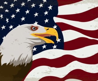 USA Bendera Latar Belakang Eagle Ikon Dekorasi Desain Retro