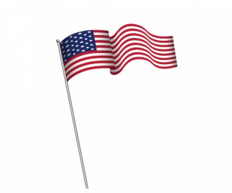 Ícone Da Equipe Da Bandeira Dos EUA Moderno Realista Dinâmico 3D Contorno