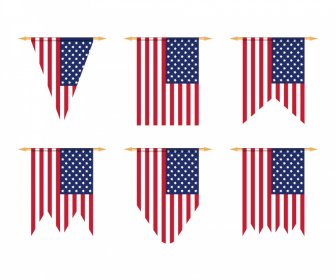 Usa Flags Sign Icon Elegant Modern Sketch