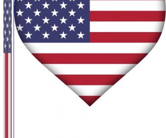 USA Identitas Simbol Ilustrasi Dengan Bendera Jantung