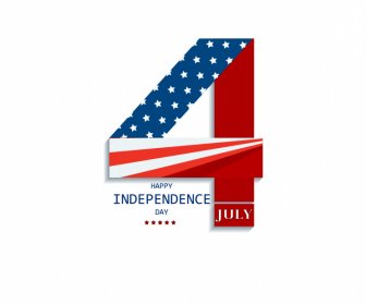 Modèle De Logo De La Fête De L’indépendance Des États-Unis Drapeau Nombre Textes Décor