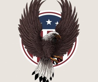미국 휘장 템플릿 용감한 독수리 스케치 현실적인 디자인