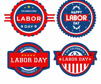 USA Labor Day Etiquetas Coleção Elementos Bandeira Decoração Círculo Formas Design