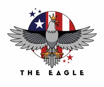 Usa Logotipo Plantilla águila Bandera Bosquejo