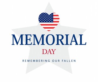 États-Unis Memorial Day Bannière Modèle Drapeau Coeur étoile Forme Textes Décor