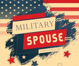 Usa Military Spouse Banner Retro Flag Elements Decor