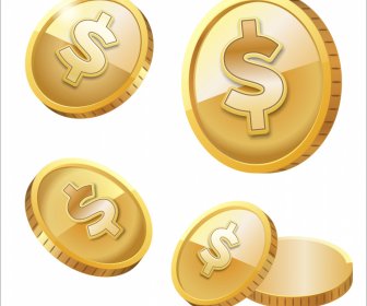 usd design elements dynamic falling round coins sketch