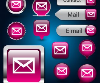User Interface Buttons Design With Email Background