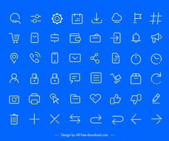User Interface Icons Collection Flat Handdrawn Sketch