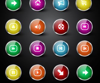 user interface icons collection modern shiny colorful circles