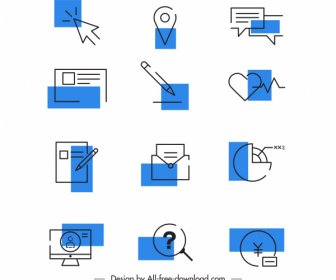 User Interface Icons Flat Classical Handdrawn Symbols