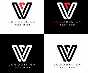 V Logotipo Modelos Em Contraste Plano