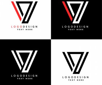 V Logo Geometrik Düz şekilli şablonlar