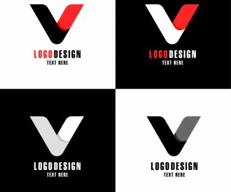 V Logo Simple Plat Symétrique Typographie