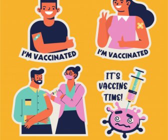 Impfdesignelemente Zeichentrickfiguren Virusskizze