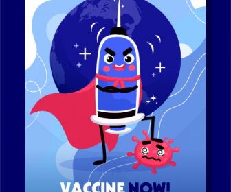 โปสเตอร์การฉีดวัคซีนแม่แบบองค์ประกอบทางการแพทย์ที่เก๋ไก๋ตลก