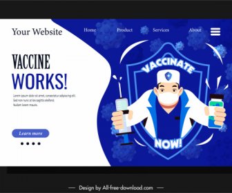 Vaccination Web Site Template Doctor Vaccine Elements Sketch