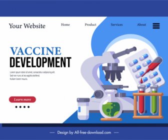 疫苗接种网页模板医疗设备工具草图