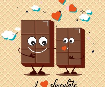 Valentine Background Cute Stylized Chocolate Couple Icon
