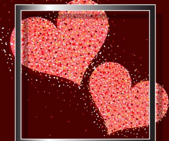 Valentine Background Sparkling Hearts Icons Square Decor