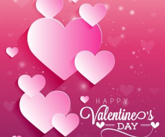Valentine Banner Sparkling Pink Design Cut Hearts Decor