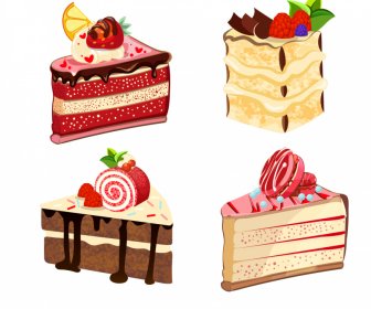 Valentine Cake Icons Collection  Colorful Classical 3d Elegant Decor
