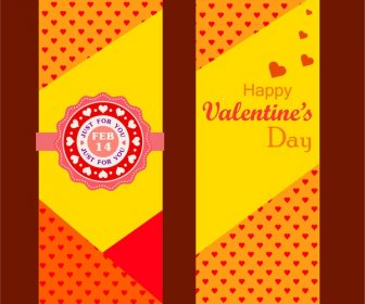Valentinstag Karte Herzen Entwurfsmuster Auf Gelbem Hintergrund
