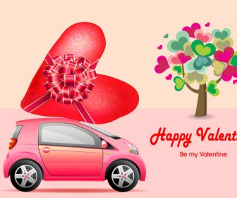 Valentine Card Design With Cute Hearts
