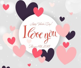 Valentine Card Template Floating Hearts Decoration