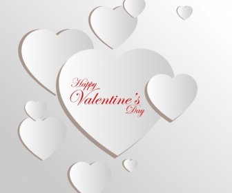 Valentine Card Template 3d Design White Hearts Ornament