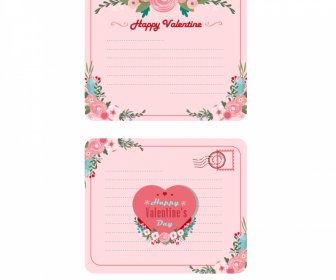 Valentine Cards Collection Elegant Romantic Symmetric Floral Decor