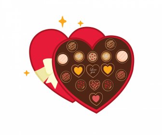 バレンタインチョコレートボックスのアイコンエレガントなロマンチックなハート型の装飾