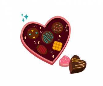 Valentine Chocolate Icons 3d Heart Shapes Design
