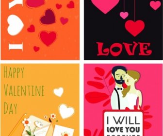 Sevgililer Günü Kapak Şablonları Klasik Kalpler Zarf Çift Dekoru