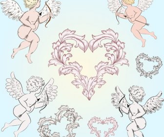 Valentine Cupids Design Elements Vector