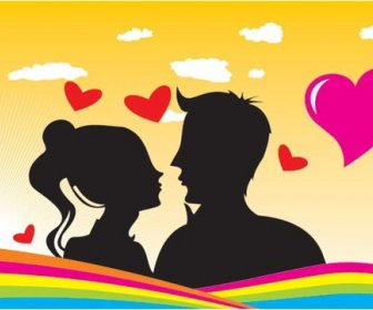 Valentine Day Couple In Love Template Vector