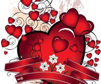 Valentine Day Heart With Ribbon Vector